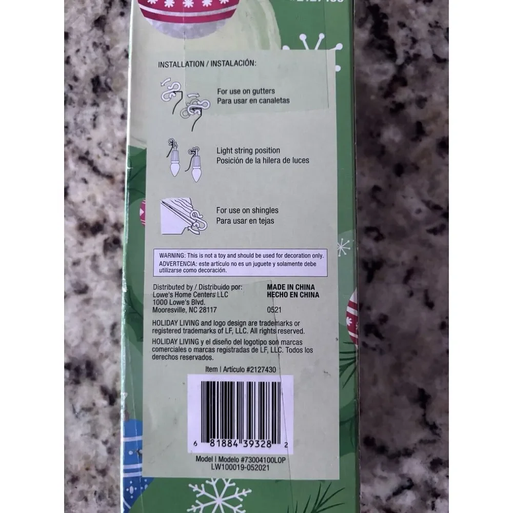 Holiday Living 100 Count Gutter/Shingle Hooks Clips Outdoor Use New‎ 2771